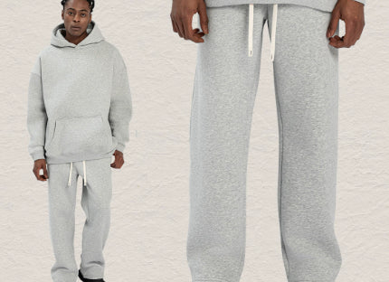 Men's Hooded Sweatshirt Fleece-lined Loose Sweatshirt Set