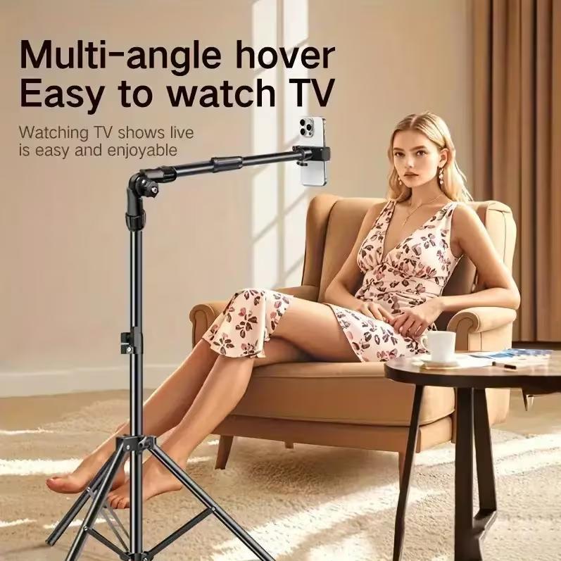 Adjustable Metal Floor Tripod For Mobile Phones With Telescopic Arm, Suitable For Outdoor And Indoor Mobile Phone Live Streaming And Photography. Mother's Day Gift, Photography Equipment.