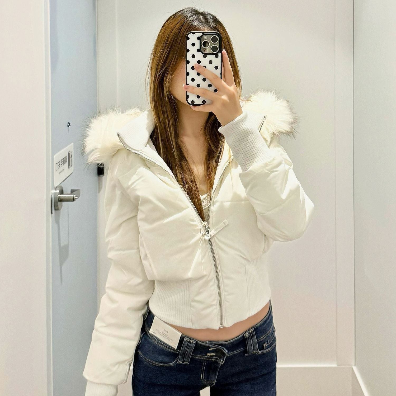 Women's Versatile American Retro Fur-collar Hooded Short Cotton Jacket