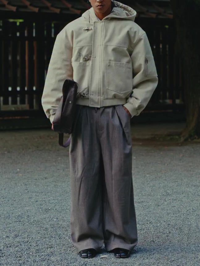 Beige Duffle Coat With Hood And Toggle Closure