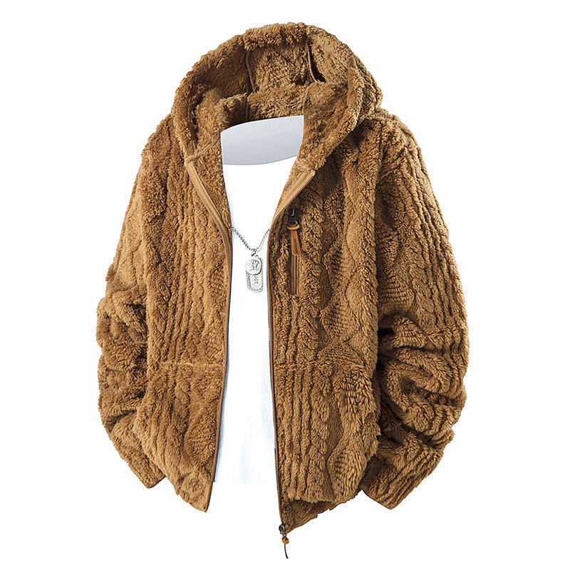 Men's Hooded Fleece Zip-up Jacket With Fleece Lining