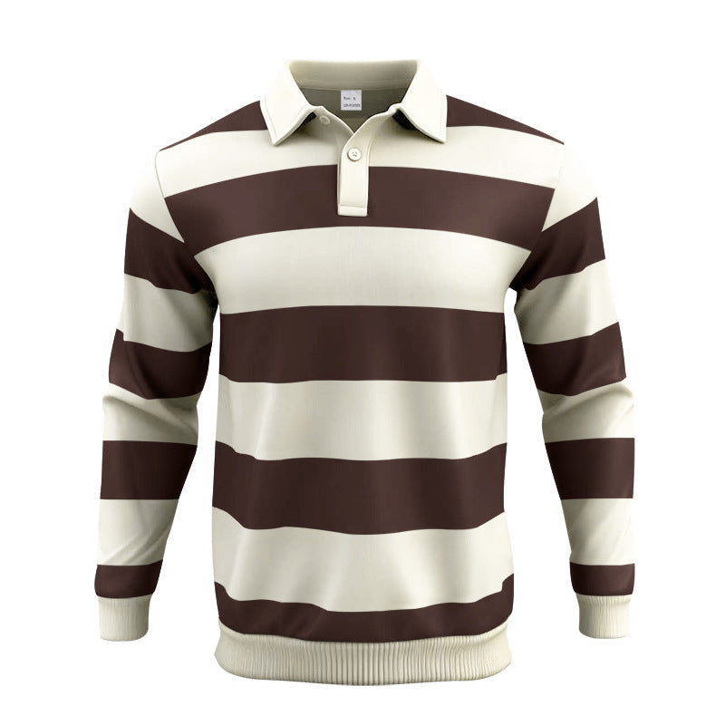 Lapel Stripe Hong Kong Style Men's Hoodie Trendy Loose