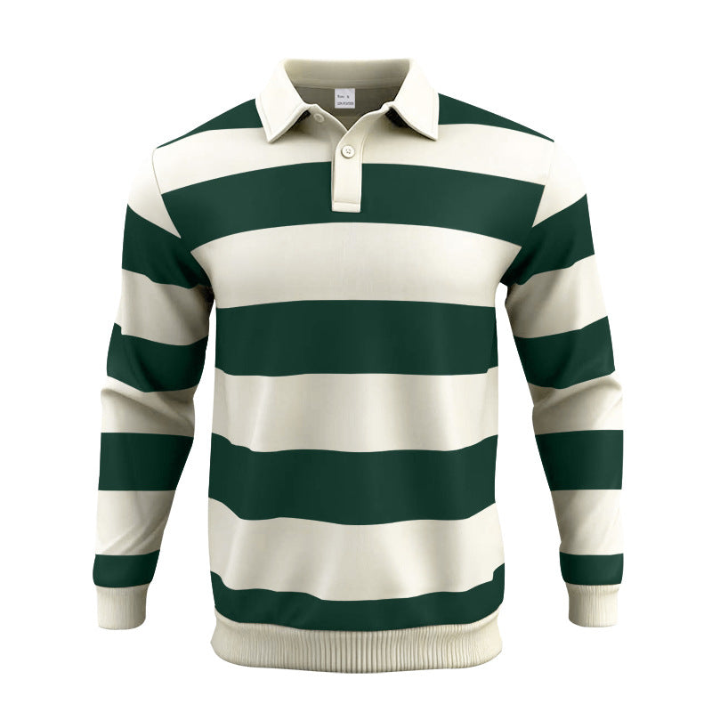 Lapel Stripe Hong Kong Style Men's Hoodie Trendy Loose