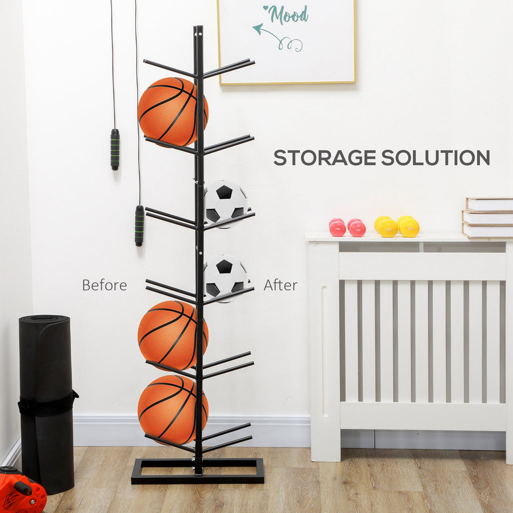 12-Ball Sports Rack, Ball Holder Basketball Rack for Garage, Classroom or Gym, Athletic Gear Organizer