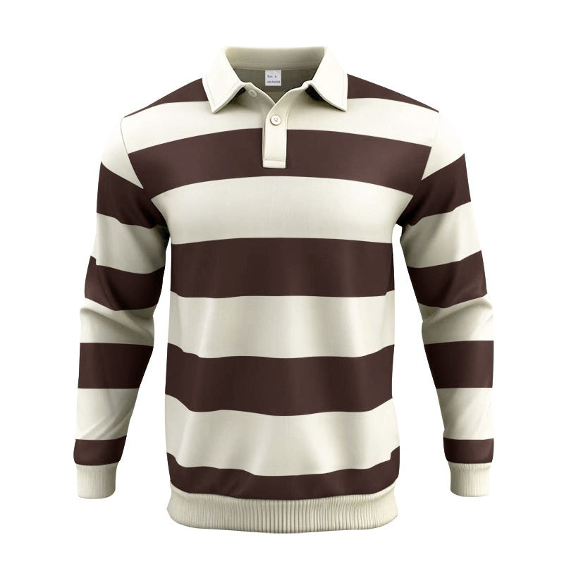 Lapel Stripe Hong Kong Style Men's Hoodie Trendy Loose