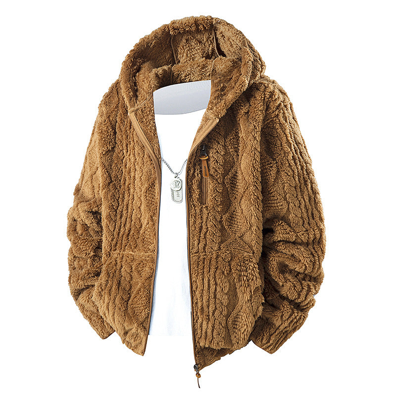 Men's Hooded Fleece Zip-up Jacket With Fleece Lining