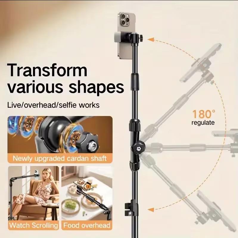 Adjustable Metal Floor Tripod For Mobile Phones With Telescopic Arm, Suitable For Outdoor And Indoor Mobile Phone Live Streaming And Photography. Mother's Day Gift, Photography Equipment.