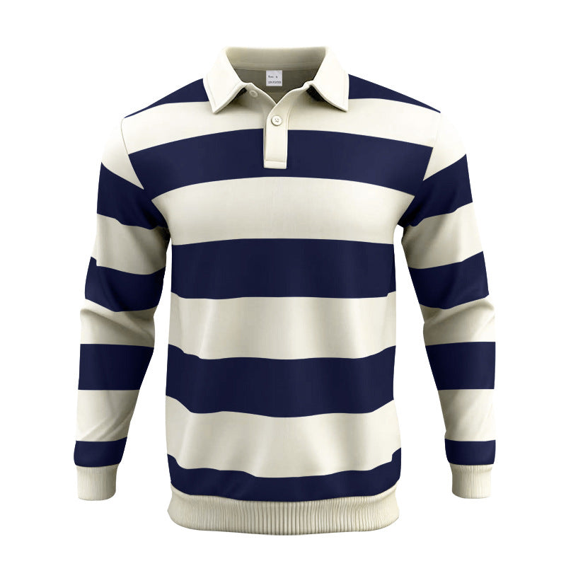 Lapel Stripe Hong Kong Style Men's Hoodie Trendy Loose