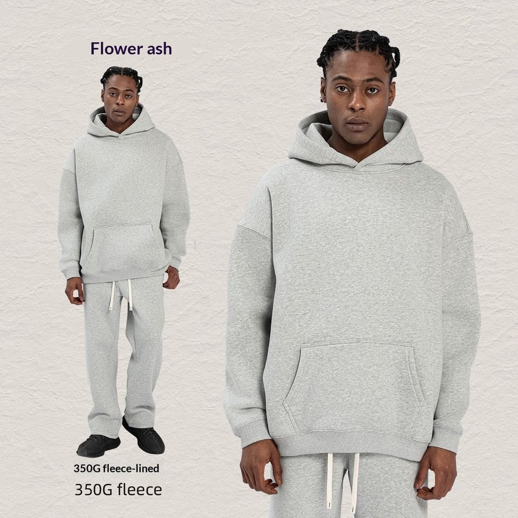 Men's Hooded Sweatshirt Fleece-lined Loose Sweatshirt Set